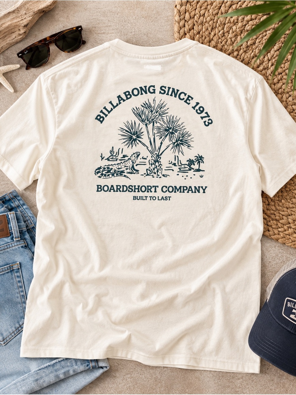 Billabong Men’s 3XL Graphic T-Shirt Cream Surf Beach NWT